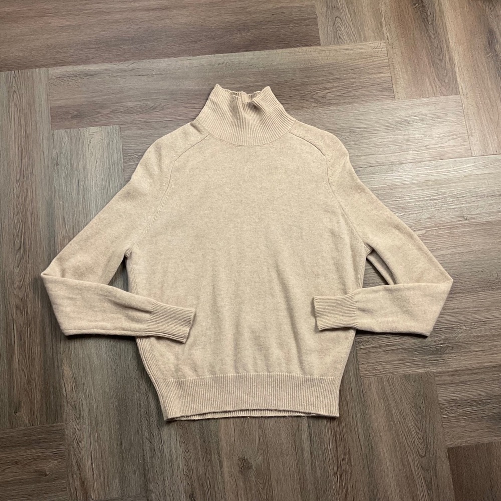 Vince Sweater Womens XS Beige 100% Cashmere Mock Neck Raglan Sleeve Old Money